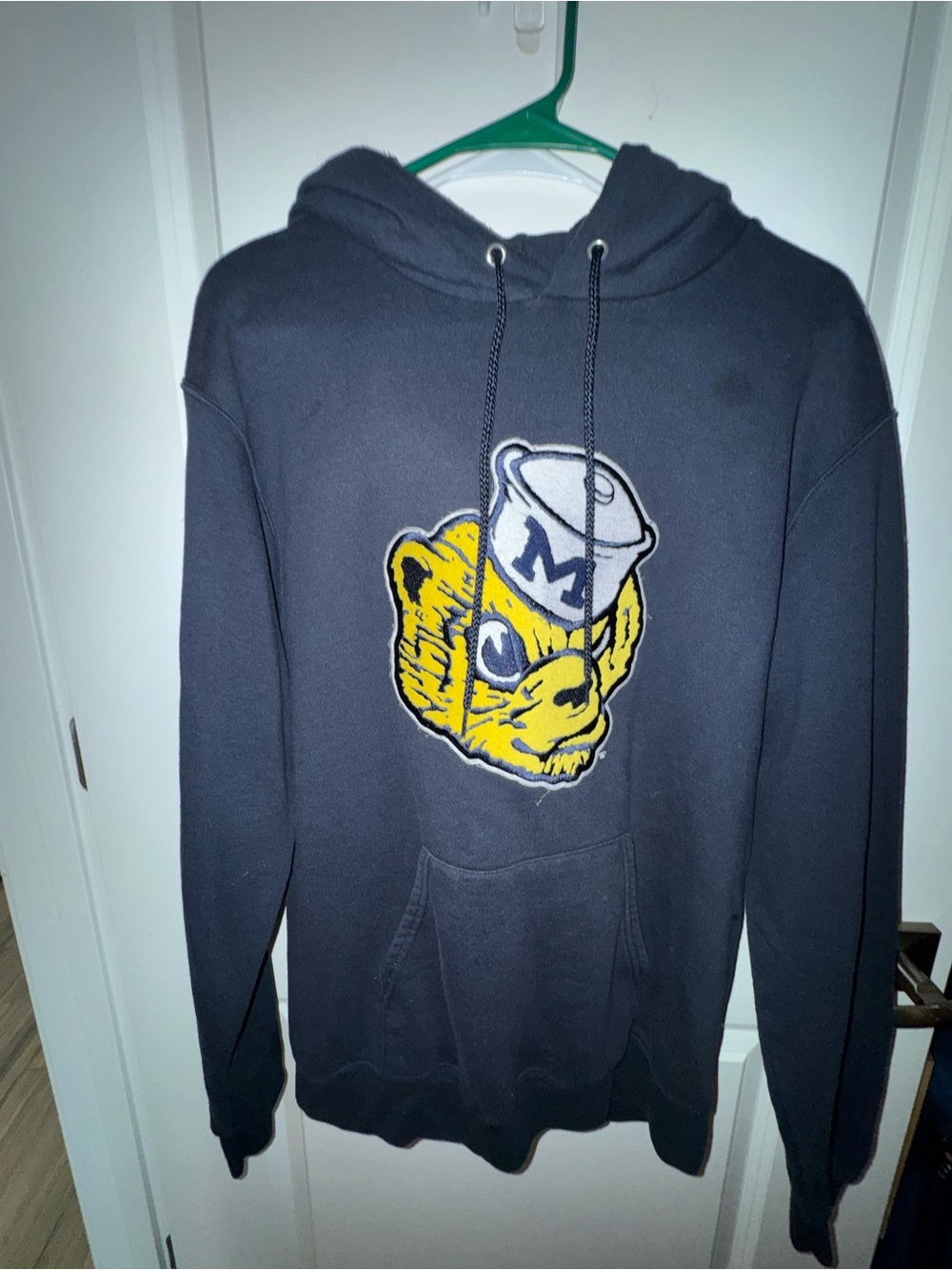 Champion Navy Pullover Hoodie with Yellow Mascot Patch